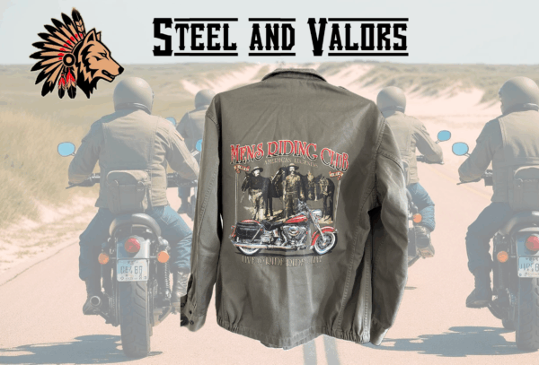 Veste Vintage "Men's Riding Club – American Legends" – Style Militaire Biker – Pièce Unique – Image 3