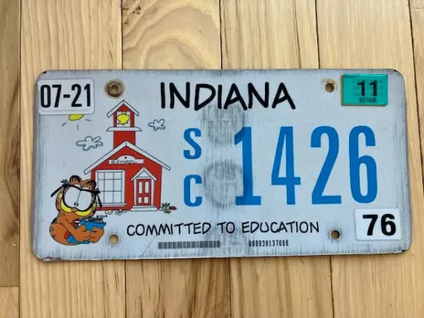 Rare plaque d'immatriculation dans l'éducation avec Garfield