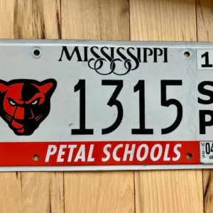 Plaque d'immatriculation de l'école Mississippi Petal
